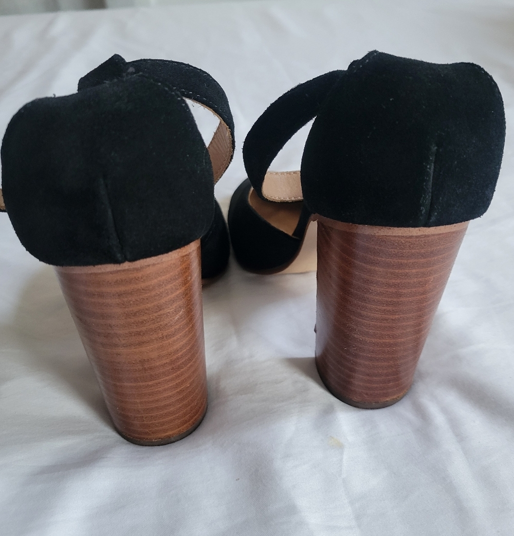 Soludos Black Velvet Collette Heels Sz 7 Bussiness Casual Career - Picture 11 of 15
